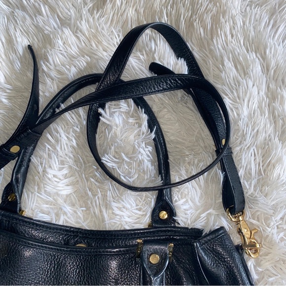 Tory Burch Amanda black pebbled leather double handles w shoulder strap hand bag - Picture 12 of 16